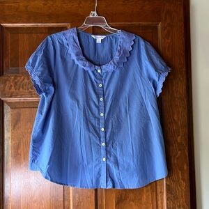 April Cornell periwinkle cotton shirt xl